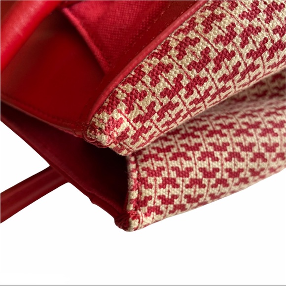 Tory Burch Savannah Canvas East West Tote Bag Red Purse - Picture 7 of 12
